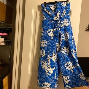 Entro Blue and White Floral Jumpsuit